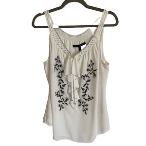 White House Black Market White Ruffle Tank Top – Size L